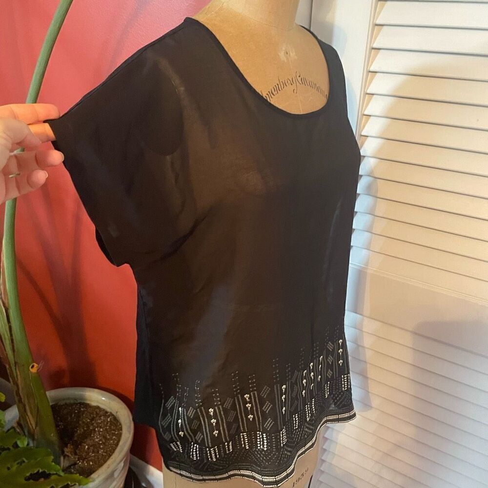 THE LIMITED | sheer front bedazzled bottom black top XL NWT - Picture 3 of 6